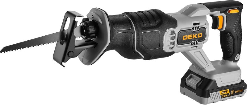 DEKOPRO Cordless Reciprocating Saw: 20V Lithium Ion Power Reciprocating Saw with Battery and Charger, Variable Speed Trigger, 25/32" Stroke Length, 0-2800RPM and 4-5/16" Max for Wood, Metal, PVC - Image 1